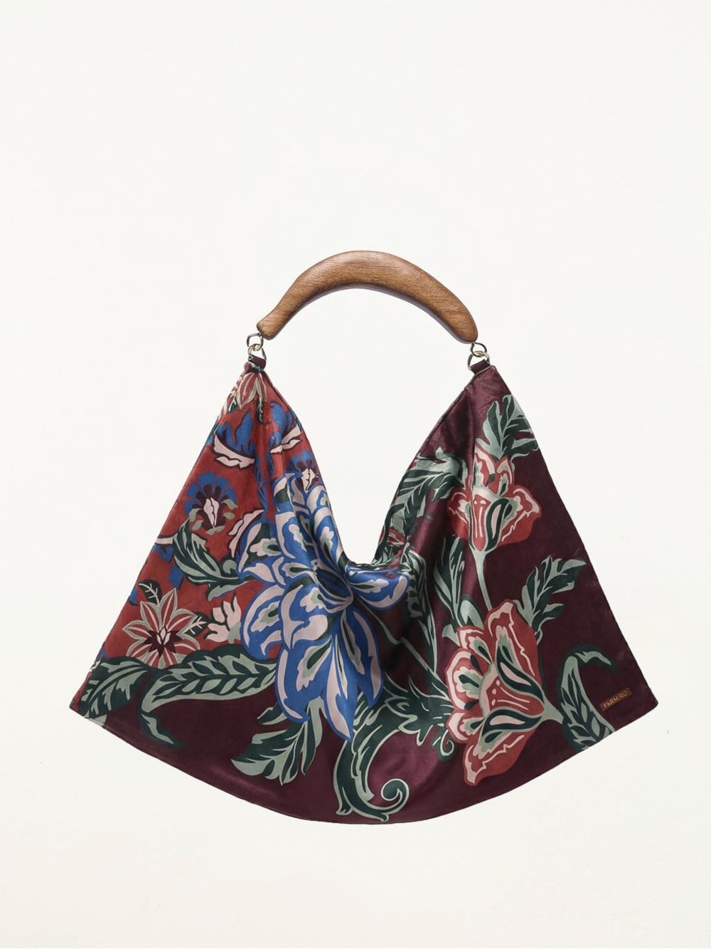 Farm Rio Velvet Wood Handle Small Scarf Bag